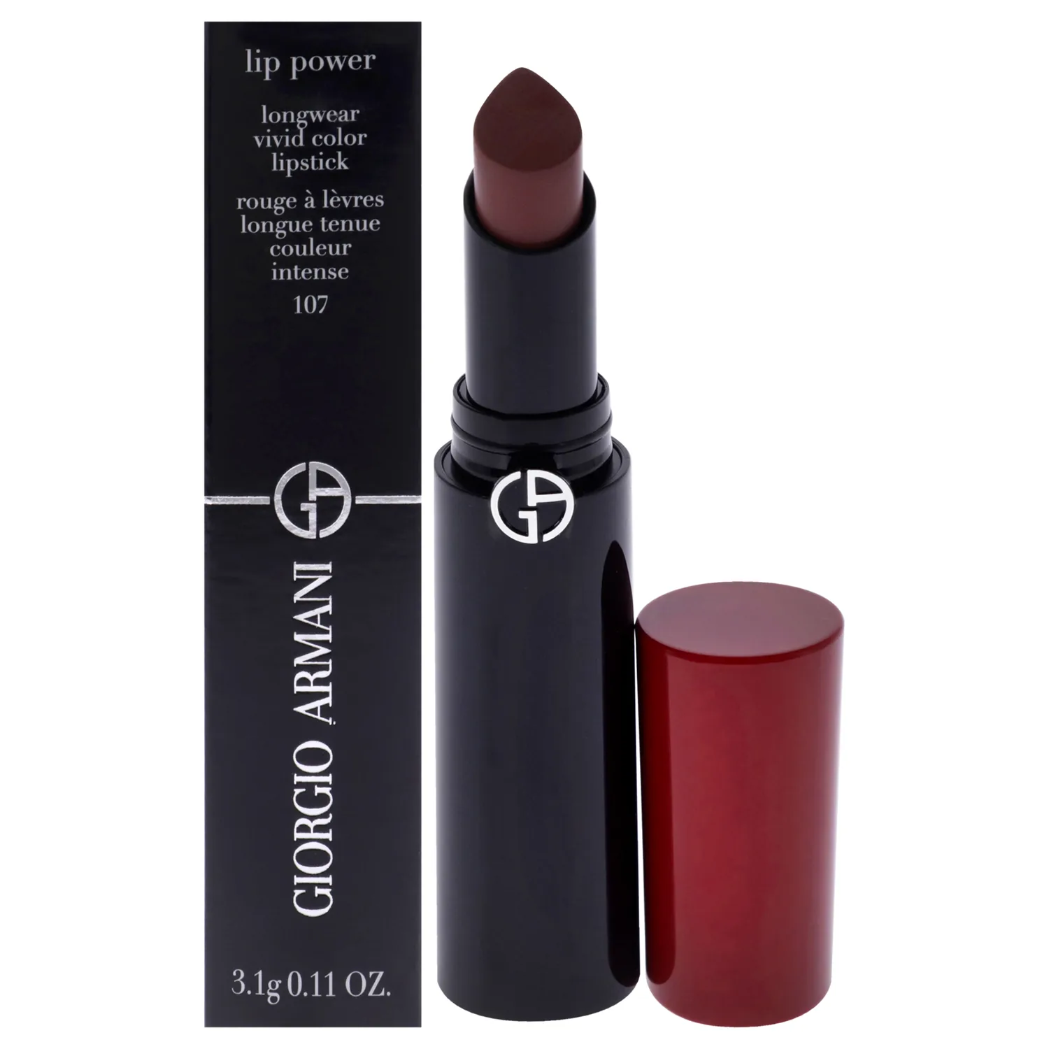 Giorgio Armani Lip Power Longwear Vivid Color - 107 Sensual Lipstick 0.11 oz