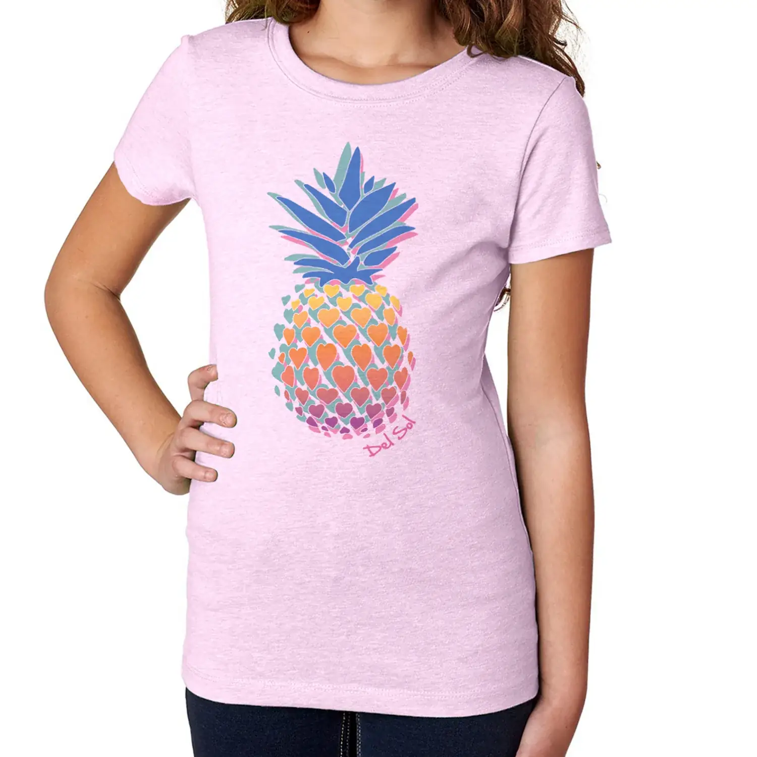 DelSol Girls Crew Tee - Pineapple Love - Lilac for Women